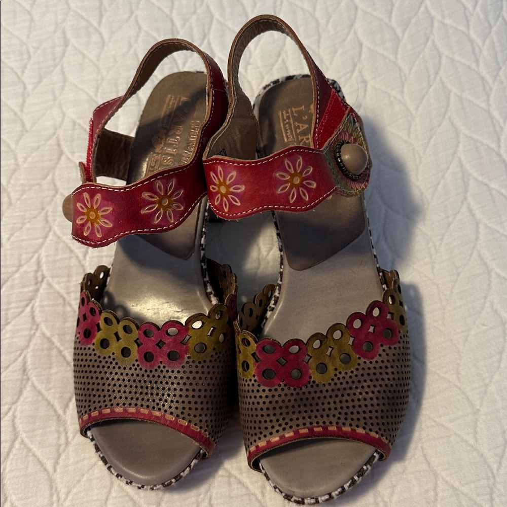 L’Artiste Colorful Chunky Heel Sandals